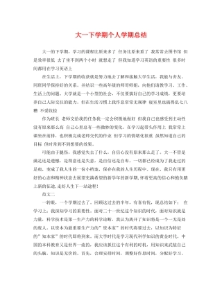 大一下学期个人学期总结 