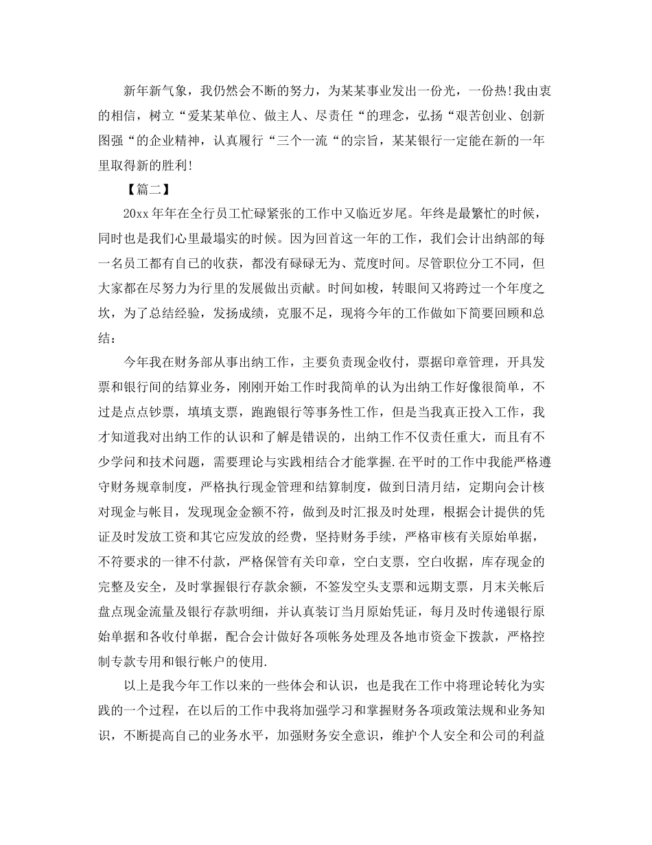 出纳年终工作总结700字 _第2页