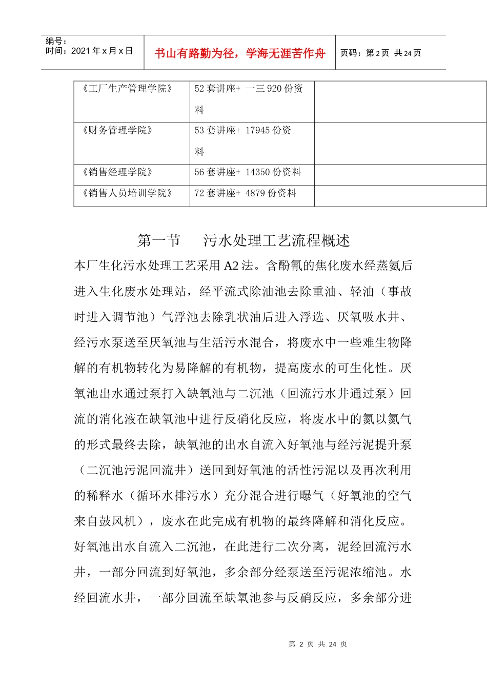 污水处理工艺流程与岗位职责_第2页