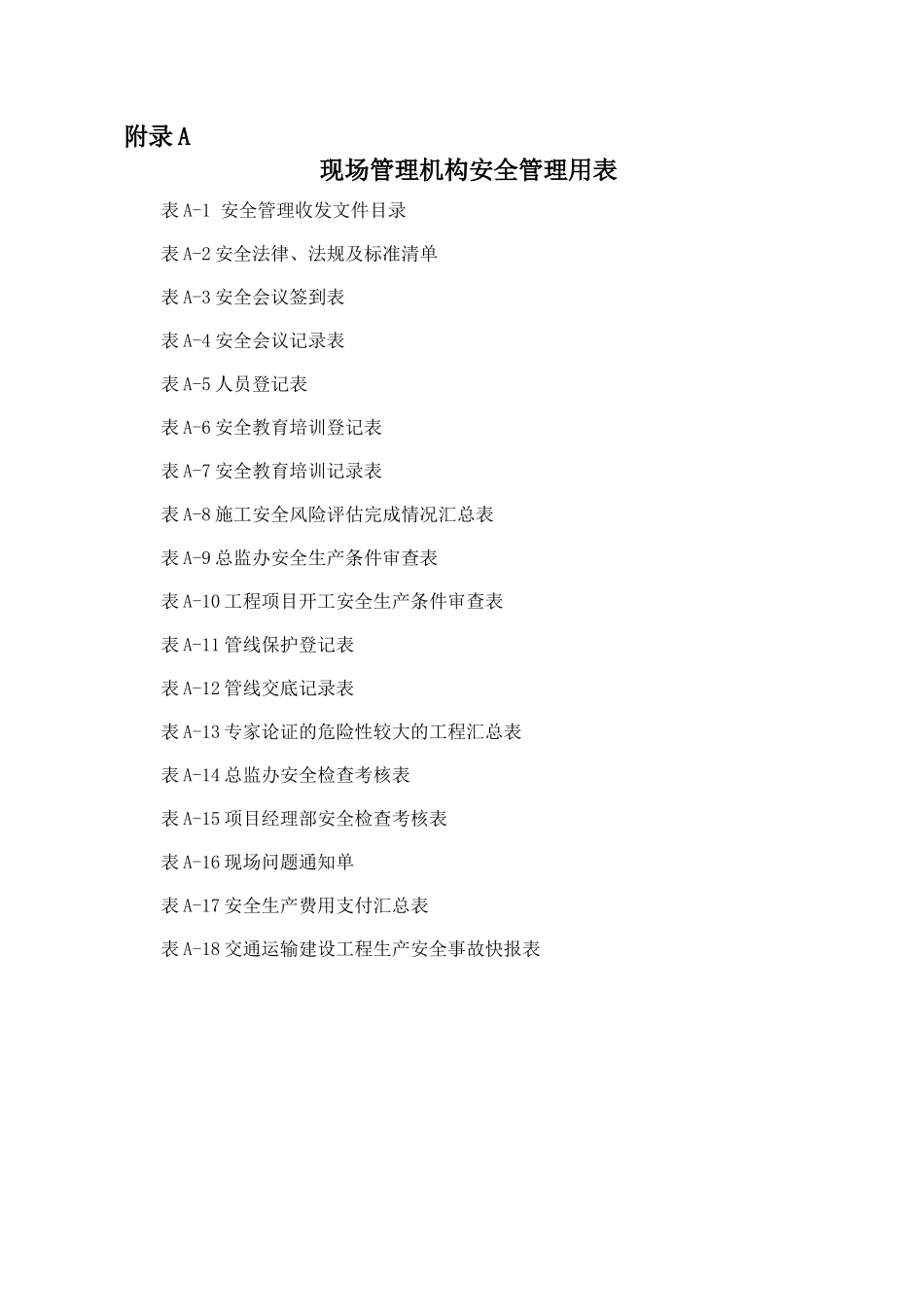 现场管理机构安全管理用表_第1页