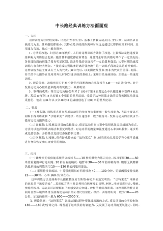 中长跑经典训练方法面面观