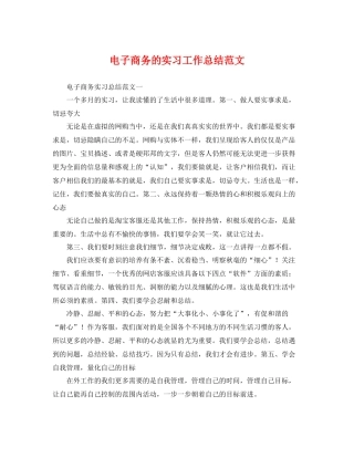电子商务的实习工作总结范文 