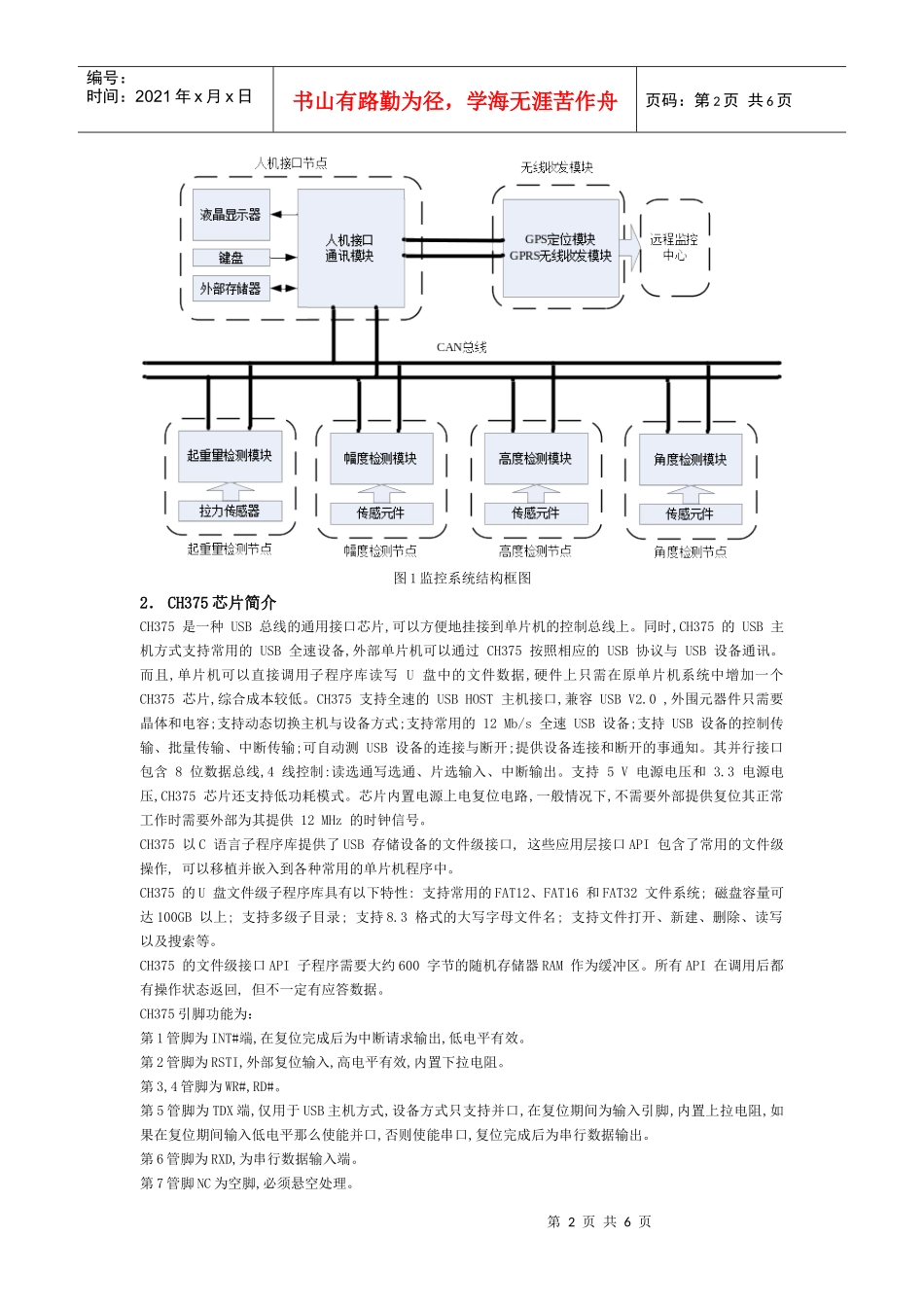 基于CH375的塔机安全监控系统数据转储技术_第2页