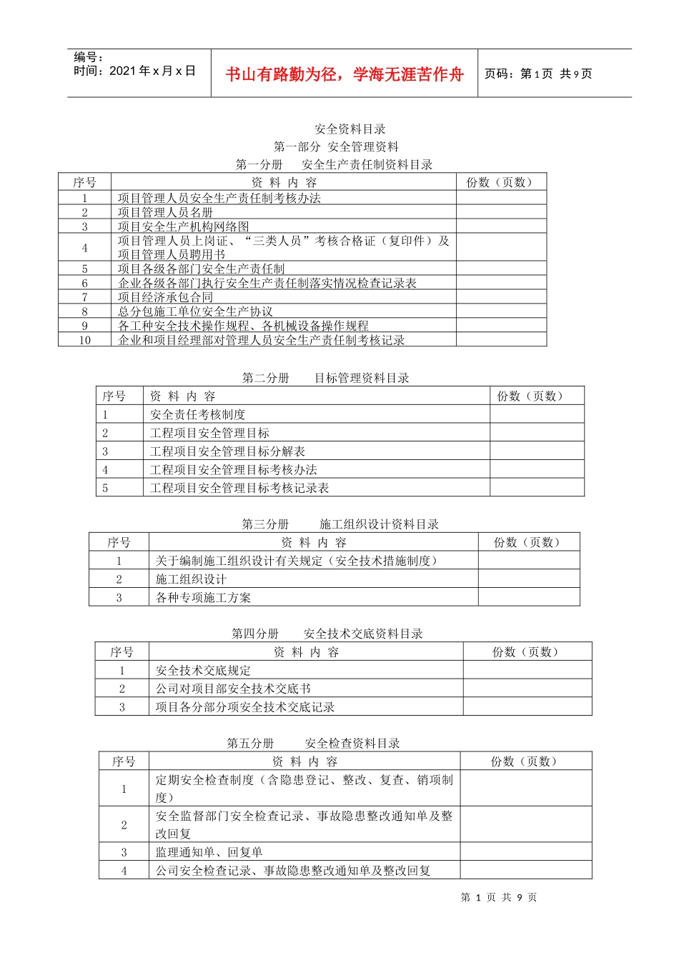 安全资料目录——1-24_第1页