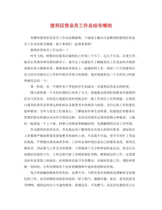 便利店营业员工作总结有哪些 