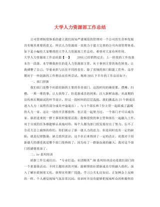 大学人力资源部工作总结 