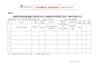 安全生产标准化考评汇总表