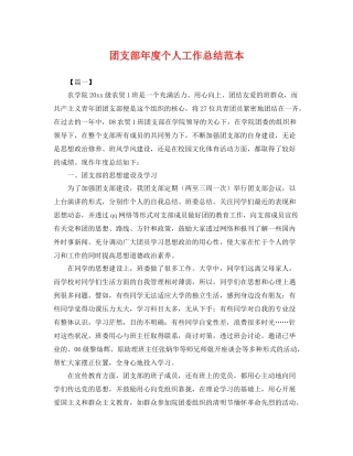 团支部年度个人工作总结范本 