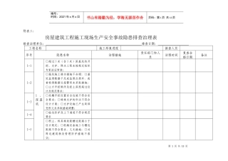 房屋建筑工程施工现场生产安全事故隐患排查治理表