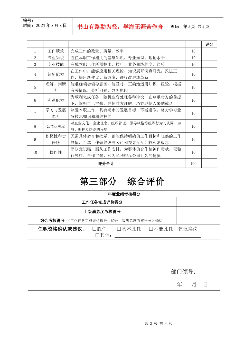 某生产企业生产部经理绩效考核表_第3页