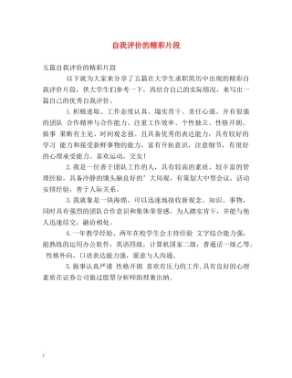 自我评价的精彩片段 