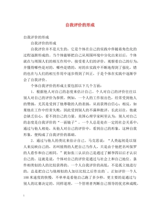 自我评价的形成 