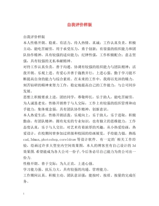 自我评价样版 