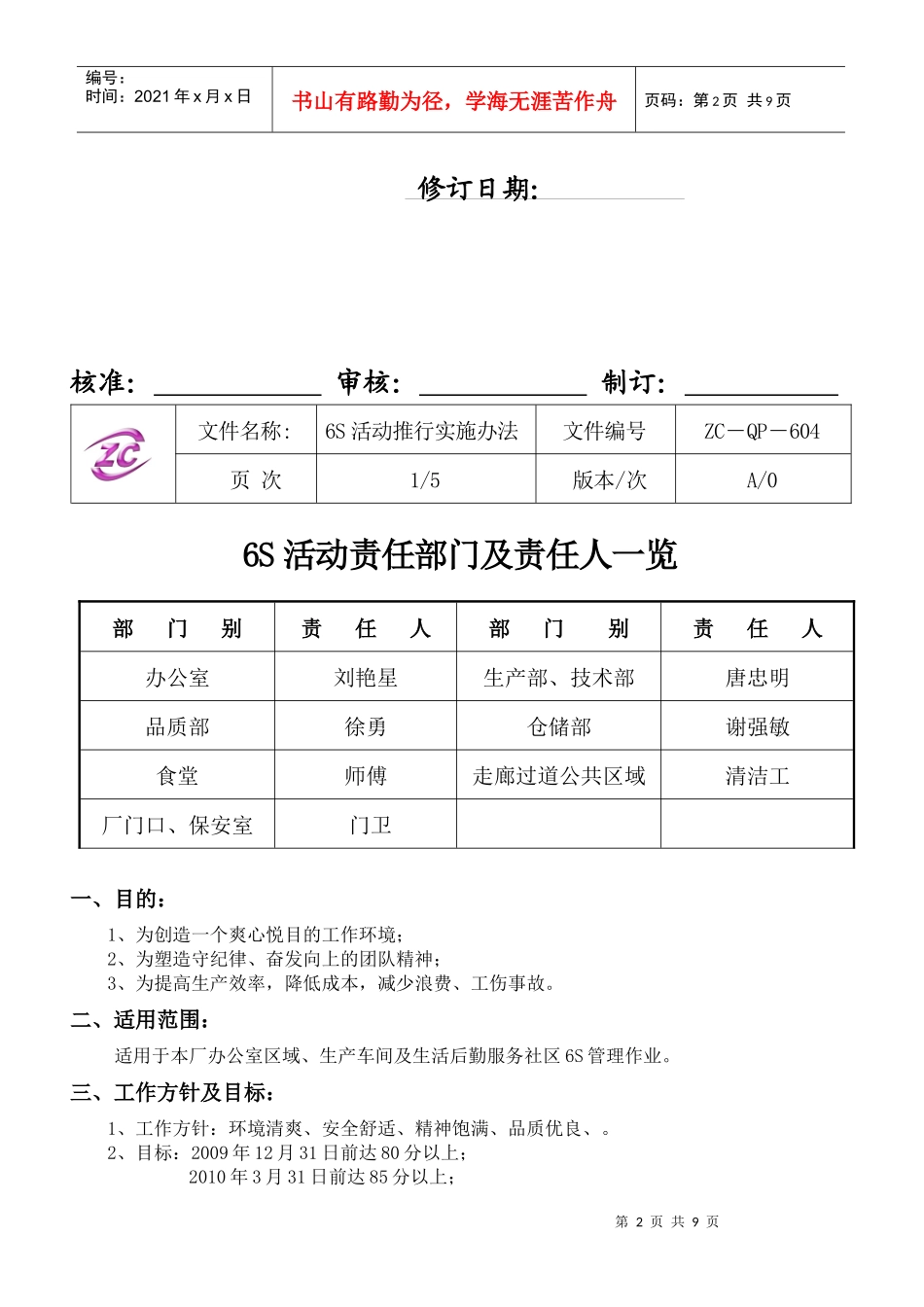6S活动推行实施办法604_第2页