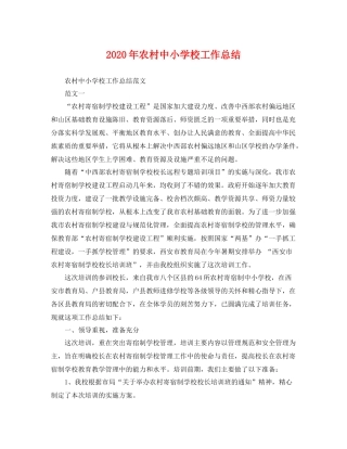 2020年农村中小学校工作总结 