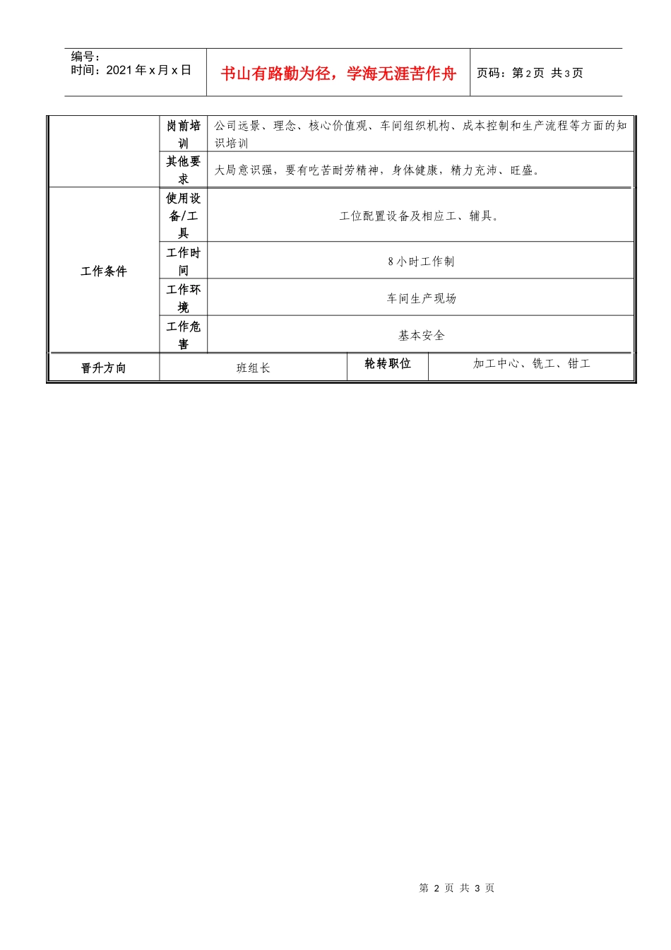 车间普工职位说明书_第2页