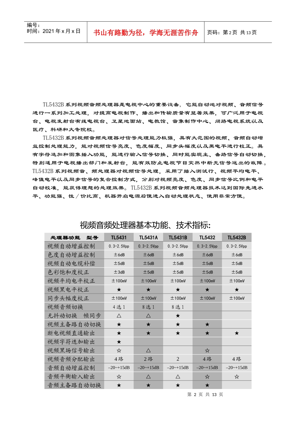 TL5432B系列视频音频处理器是电视中心的重要设备_第2页