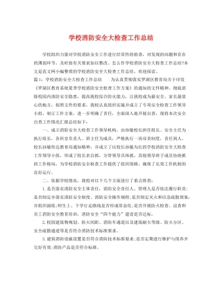 学校消防安全大检查工作总结 