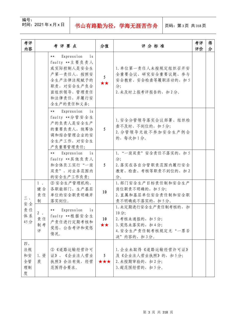 山东省交通运输企业安全生产标准化达标考评细则(重要)_第3页