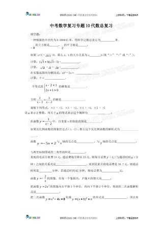 中考数学复习专题十：代数总复习