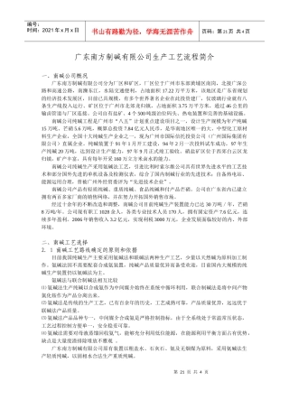 广东南方制碱有限公司生产工艺流程简介