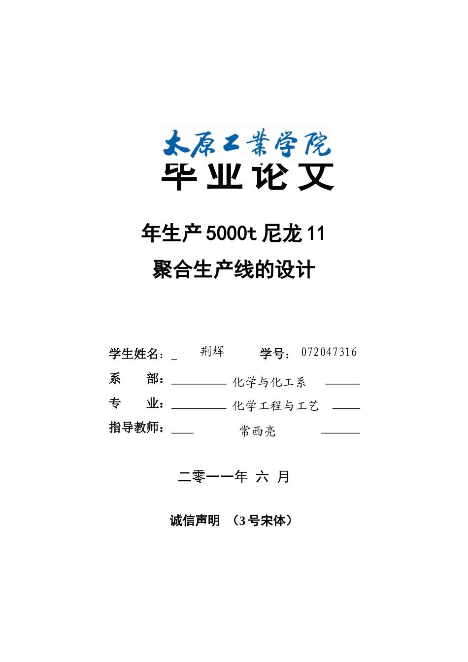 年生产5000t尼龙聚合生产线的设计论文_第1页