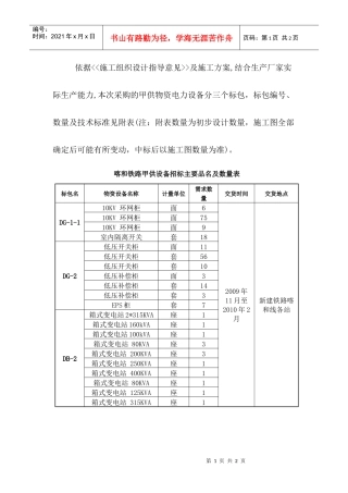 依据施工组织设计指导意见及施工方案,结合生产厂家实际生产能力