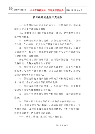 项目各级管理人员安全生产责任制1