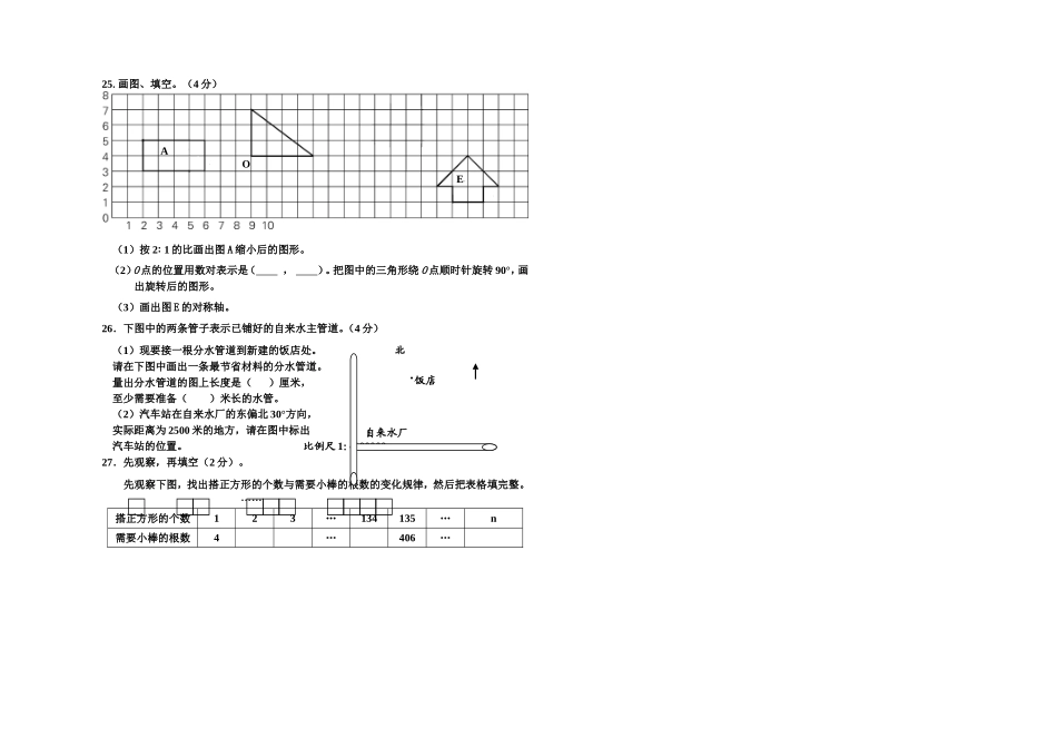 2016年小学毕业生模拟试卷1_第3页