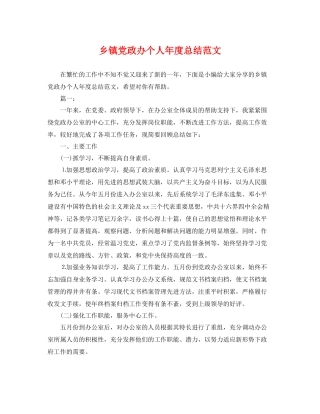 乡镇党政办个人年度总结范文 