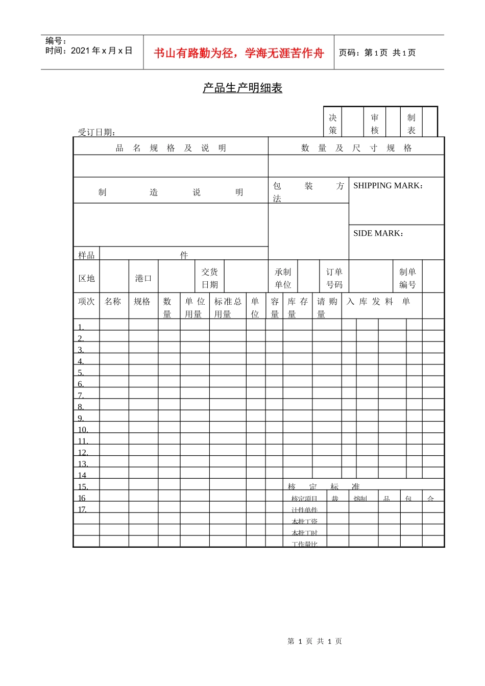 产品生产明细表_第1页