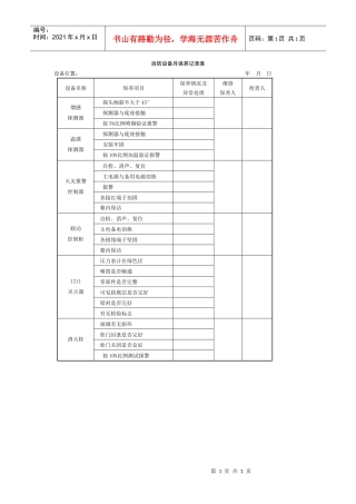 消防设备月保养记录表