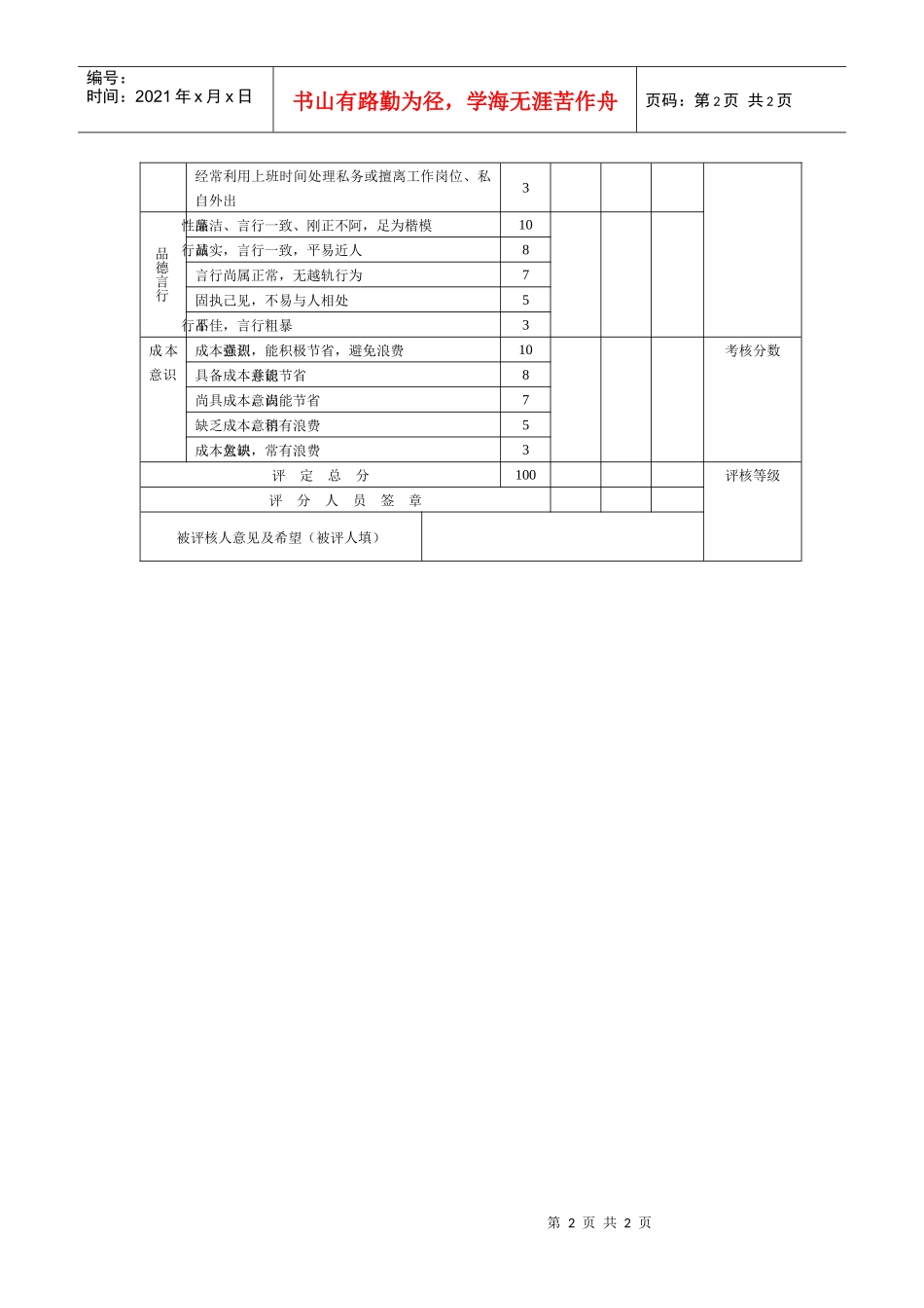 非生产类职员个人综合考核表_第2页