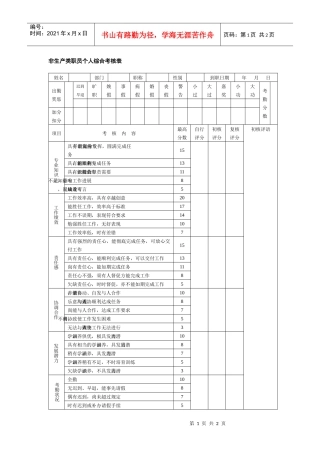 非生产类职员个人综合考核表