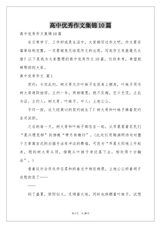高中优秀作文集锦10篇
