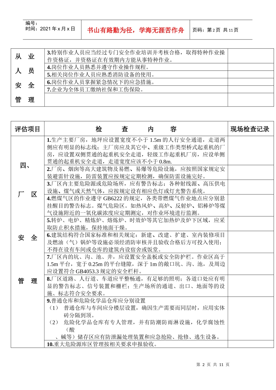 生产经营单位安全生产条件监督检查表_第2页