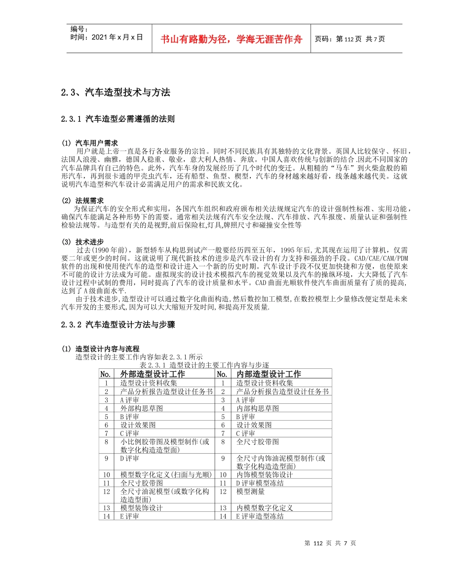 23 汽车造型设计技术与方法_第1页