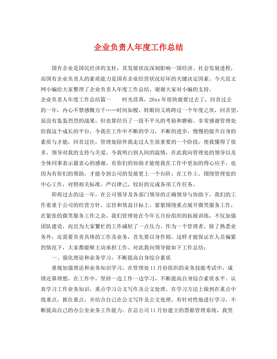 企业负责人年度工作总结 _第1页