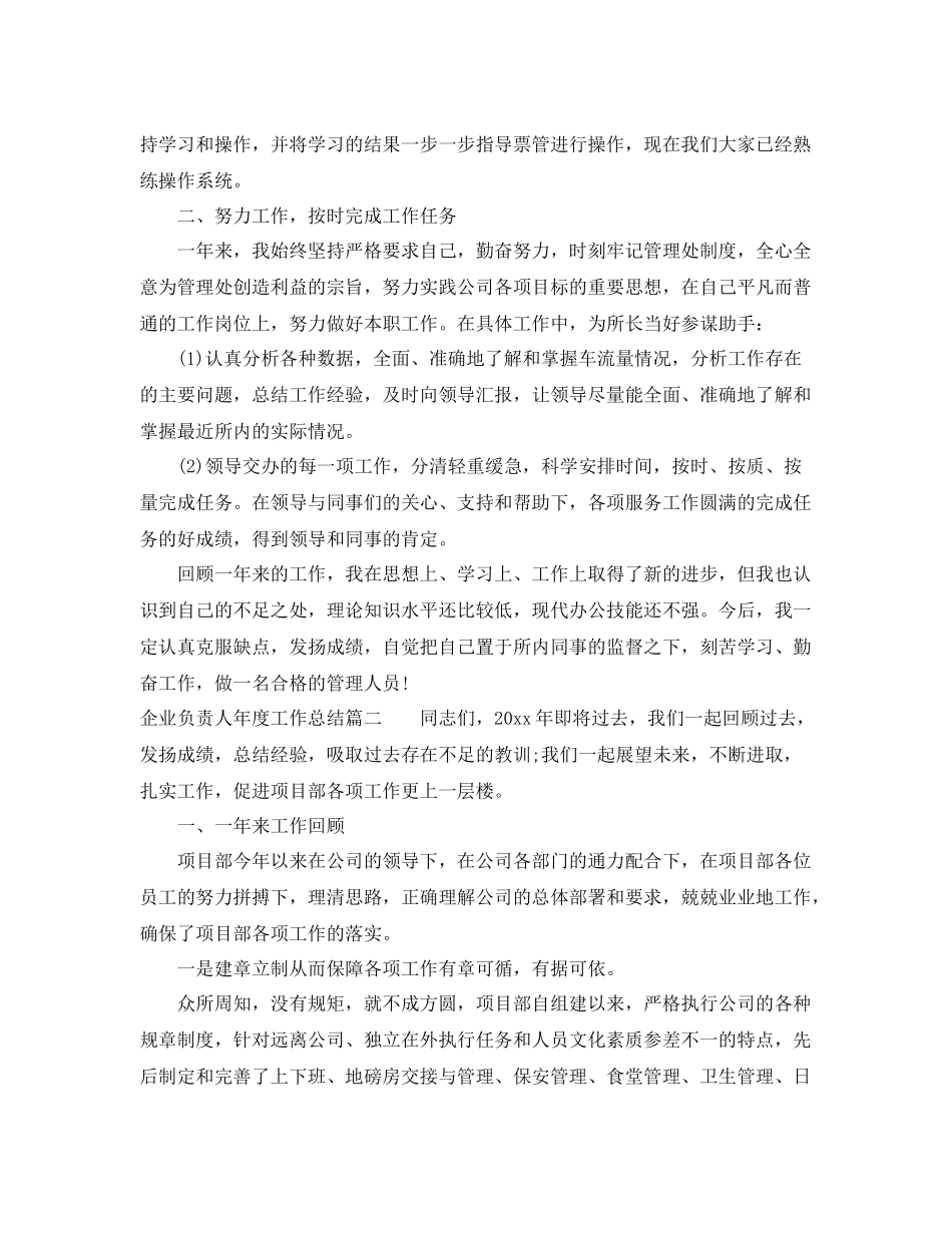 企业负责人年度工作总结 _第2页