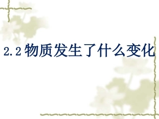 物质发生了什么变化