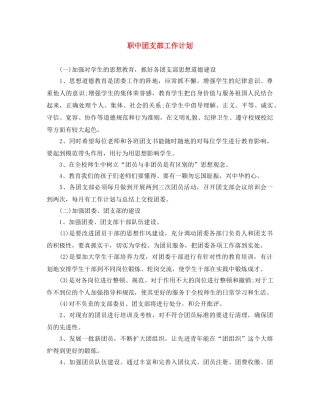 职中团支部工作计划 