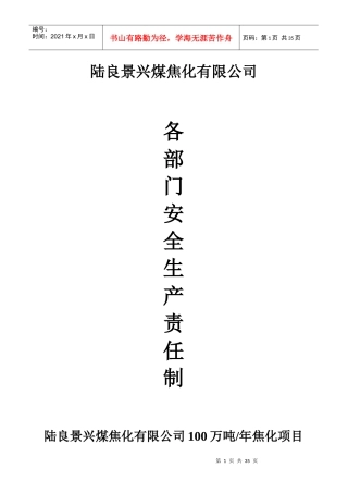 各部门安全生产责任制度