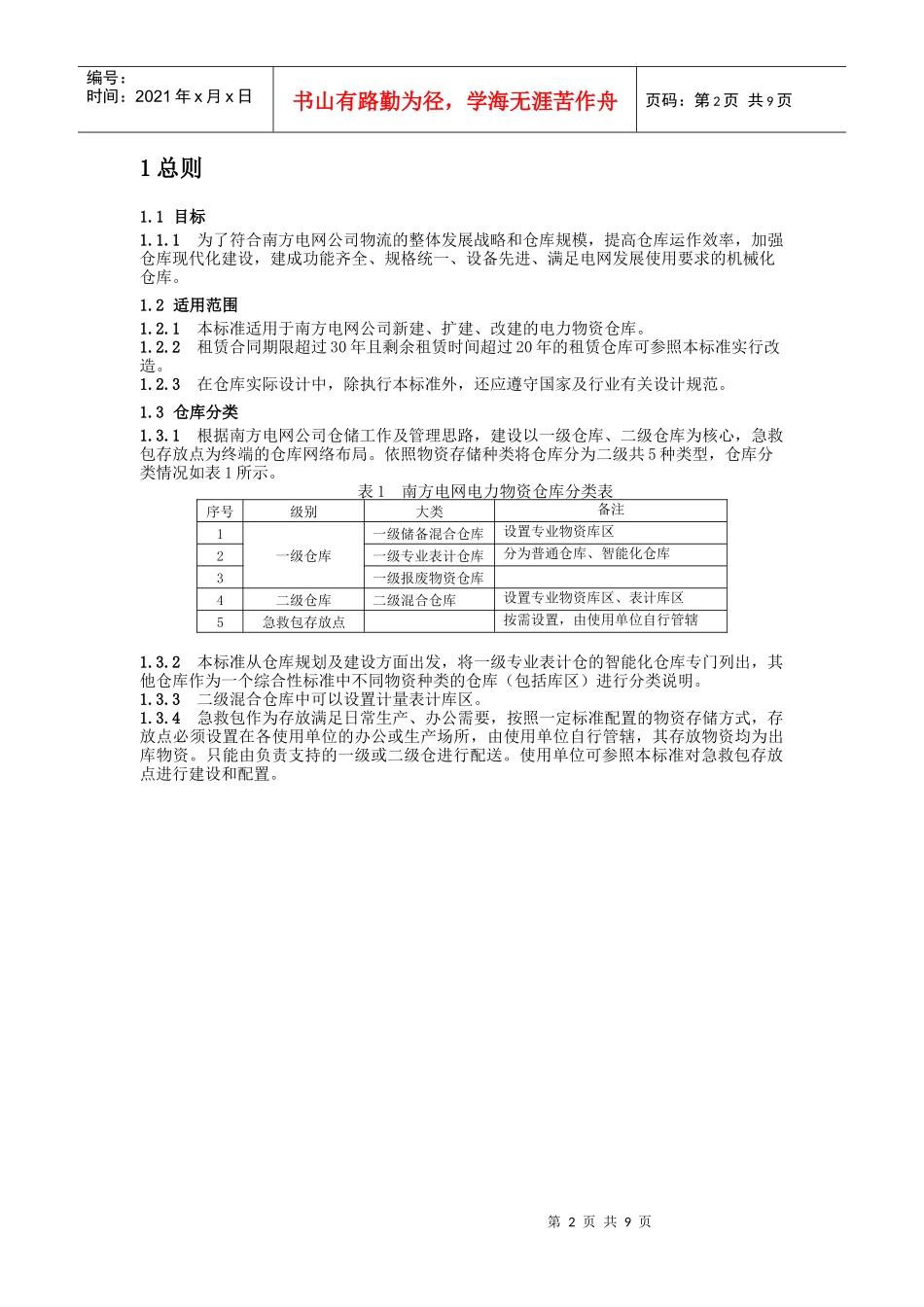 南方电网公司仓库建设和配置标准(建设要点)_第2页