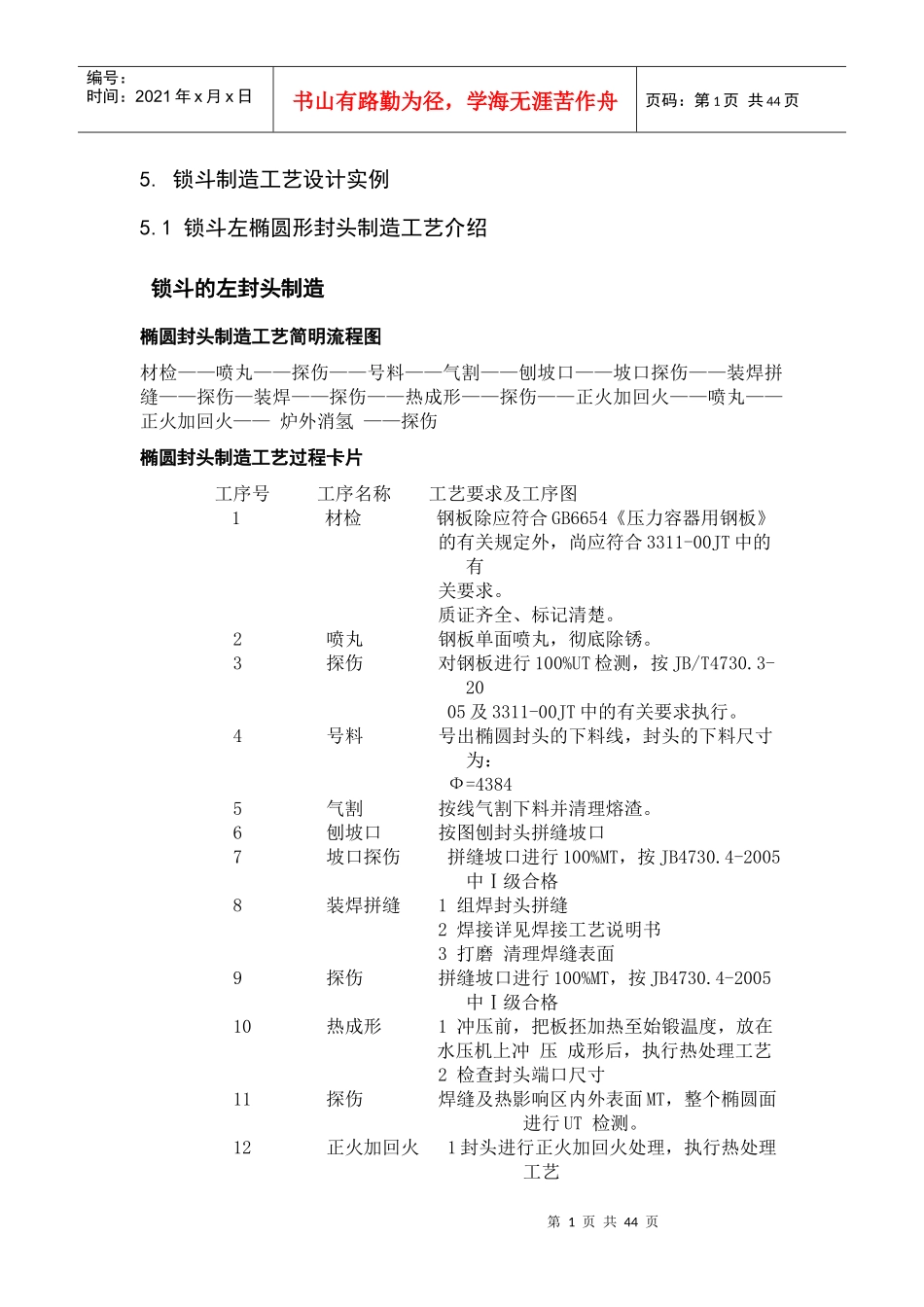 过程设备制造与检测课程设计指导书第五章_第1页