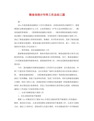 粮食局统计年终工作总结三篇 