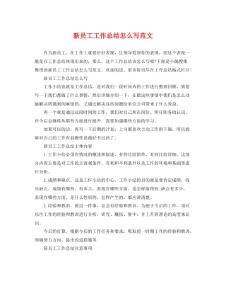 新员工工作总结怎么写范文 