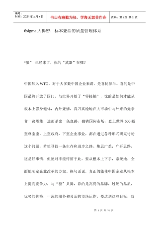 6sigma大揭密标本兼治的质量管理体系