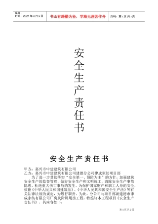 安全生产责任书(DOC5页)