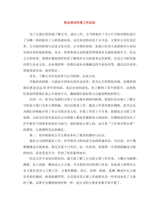职业培训年度工作总结 