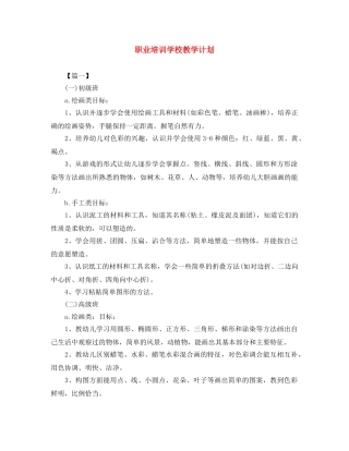 职业培训学校教学计划 